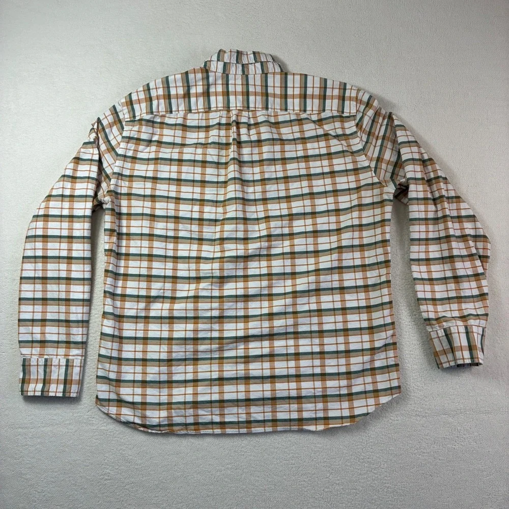 J Crew Slim Fit Plaid Button Down Shirt Men's‎ Large Orange Green White Oxford